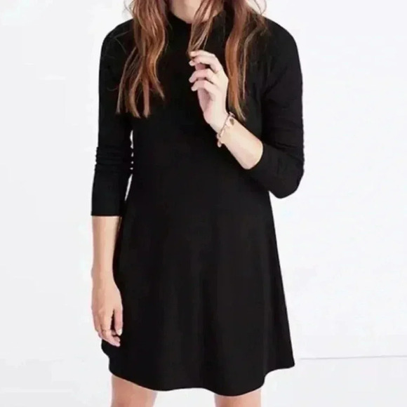 Madewell Ribbed Mock Turtle Neck Dress Short Midi Length - Picture 1 of 6